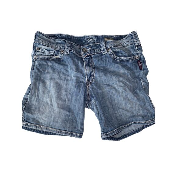 SILVER SUKI DENIM JEAN SHORTS SIZE 31/12 - Picture 1 of 4